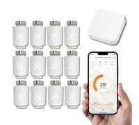 Tête Thermostatique Intelligente Connectée LUMARK - Contrôle Température Via Appli Tuya, Programmation, Détection Fenêtres Ouvertes - Compatible Assistants Vocaux (4, avec Passerelle)