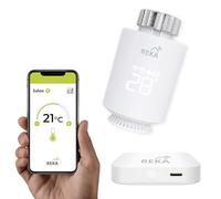 Tête Thermostatique Intelligente Connectée REKA - Contrôle Température Via Appli Tuya, Programmation, Détection Fenêtres Ouvertes - Compatible Assistants Vocaux (1, avec Passerelle)