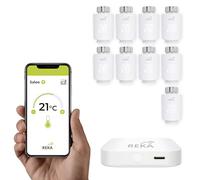 Tête Thermostatique Intelligente Connectée REKA - Contrôle Température Via Appli Tuya, Programmation, Détection Fenêtres Ouvertes - Compatible Assistants Vocaux (9, avec Passerelle)
