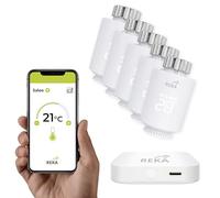 Tête Thermostatique Intelligente Connectée REKA - Contrôle Température Via Appli Tuya, Programmation, Détection Fenêtres Ouvertes - Compatible Assistants Vocaux (5, avec Passerelle)