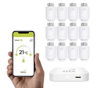 Tête Thermostatique Intelligente Connectée REKA - Contrôle Température Via Appli Tuya, Programmation, Détection Fenêtres Ouvertes - Compatible Assistants Vocaux (12, avec Passerelle)