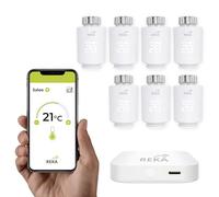 Tête Thermostatique Intelligente Connectée REKA - Contrôle Température Via Appli Tuya, Programmation, Détection Fenêtres Ouvertes - Compatible Assistants Vocaux (7, avec Passerelle)