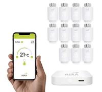 Tête Thermostatique Intelligente Connectée REKA - Contrôle Température Via Appli Tuya, Programmation, Détection Fenêtres Ouvertes - Compatible Assistants Vocaux (11, avec Passerelle)