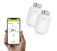 Tête Thermostatique Intelligente Connectée REKA - Contrôle Température Via Appli Tuya, Programmation, Détection Fenêtres Ouvertes - Compatible Assistants Vocaux (2, sans Passerelle)