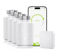 Tête Thermostatique Intelligente Zigbee Connectée pour Radiateur, 4 Packs | Inclus Hub Gateway, Contrôle App & Vocal Alexa/Google, Programmation Hebdomadaire & Mode Eco pour Économie d'Énergie