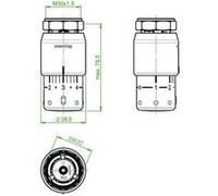 Tête thermostatique Uni SH OVENTROP - 7-28 °C, 0 * 1-5 - Bulbe liquide, modèle blanc - 1012066 Blanc G