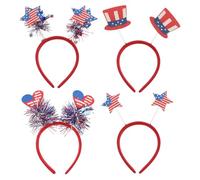 -tête USA Jour de l'Indépendance Décoration de fête : 4 pièces Drapeau américain Mini Chapeau Bandeau Étoiles et Rayures Accessoires de coiffure pour Amérique USA Décoration de fête