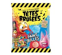 TETES BRULEES - Bonbons Fruités Framboise et Fraise, Explosion de Saveurs Acidulées (Sachet 135g) - Le lot de 4