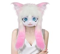 Têtes d'animaux à fourrure - Masque de chat réaliste, costume complet avec grands yeux et fourrure longue | Accessoires de cosplay, spectacle théâtral, fête d'Halloween, bal masqué, convention d'anime