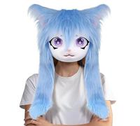 Têtes d'Animaux en Fourrure - Coiffe Animale aux Grands Yeux et aux Cheveux Longs - Accessoire De Costume Réaliste Props Cosplay Pour Performance Théâtrale Fête D Halloween Bal Masqué Et Convention An