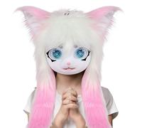 Têtes D'animaux,Masque Intégral Chat Grands Yeux Poils Longs - Accessoire De Costume Réaliste Props Cosplay Pour Performance Théâtrale Fête D Halloween Bal Masqué Et Convention Anime