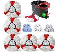 Têtes de balai de rechange compatibles avec Vileda Turbo 2 en 1, tête de balai turbo en microfibre, tête de balai triangulaire pivotante Vileda (rouge et blanc)