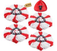 Têtes De Balai De Remplacement Pour Vi-Leda Turbo Accessoires Pour Serpillières 4 Pièces - Comprend 1 Red Base De Mop - Tête De Nettoyage Pour Easywring&clean