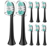 Têtes de brosse à dents de rechange compatibles avec Aquasonic Black Series et Pro - Lot de 8 têtes de brosse à dents électrique pour Aqua Sonic Duo Pro et Vibe Series, noir