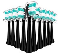 Têtes de brosse à dents de rechange compatibles avec AquaSonic Black Series Vibe Series avec brosse à dents électrique en forme de W plantée avec poils en nylon (noir)