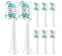 Têtes de brosse à dents de rechange compatibles avec Aquasonic Duo Pro et Vibe Series - Lot de 8 têtes de brosse à dents électrique compatibles avec Black Series et Black Series Pro, blanc
