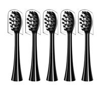 Têtes de brosse à dents de rechange compatibles avec la brosse à dents électrique Gleem, design en forme de W plantée avec poils en nylon (noir)