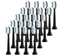 Têtes de brosse à dents de rechange compatibles avec la tête de brosse à dents électrique Philips Sonicare 1100 2100 4100 5100 5300 6100 7500-Noir-20 PCS