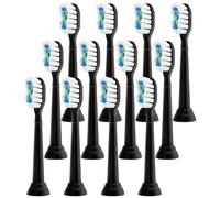 Têtes de brosse à dents de rechange compatibles avec la tête de brosse à dents électrique Philips Sonicare 1100 2100 4100 5100 5300 6100 7500-Noir-12 PCS