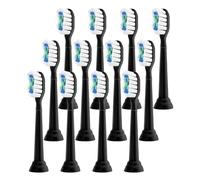 Têtes de brosse à dents de rechange, compatibles avec les brosses à dents électriques Philips Diamond, recharge propre for les séries HX6920 4100 2(Black-12 Pcs)