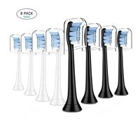 Têtes de brosse à dents de rechange compatibles avec les brosses à dents électriques Philips Sonicare 4100, 5100, 6500, C3, W3 et autres modèles à fixation par clip. 2pcs White