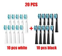 Têtes De Brosse À Dents De Rechange Fairywill Pour Brosse À Dents Électrique Fw-507/508/551/515/917/959/2011,Fw-D1/D3/D7/D8.Black 10 White 10.