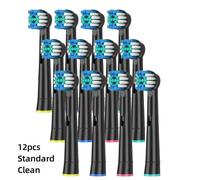 Têtes De Brosse À Dents De Rechange Pour Brosse À Dents Oral B,Nettoyage De Précision,Buses Noires Pour Oralb (Pas Pour Io).12 Standard (Black).