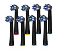 Têtes De Brosse À Dents Électrique Cross Generic,Oralb Braun Crossact,Compatible Avec La Plupart Des Bases Oral-B,Action De Qualité.8Pcs Black.