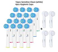 Têtes De Brosse À Dents Électrique De Remplacement,Soins Des Gencives Sensibles,Pour Oral B Braun 7000,Pro 1000,9600,500,3000,8000 Clean,4/8/16 Pièces.16 W Heads And 4Caps