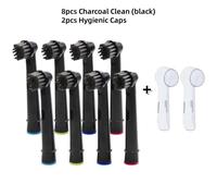 Têtes De Brosse À Dents Électrique En Charbon De Bambou Noir,Puissance D'Avance,Pro Health,Triumph,3D Excel,Vitality Precision,Oral B.8 Heads And 2 Caps.