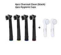 Têtes De Brosse À Dents Électrique En Charbon De Bambou Noir,Puissance D'Avance,Pro Health,Triumph,3D Excel,Vitality Precision,Oral B.4 Heads And 2 Caps.