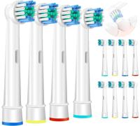 Têtes De Brosse À Dents Électriques Compatibles OralBs ¿ Convient Aux Modèles Pro 2, Vitality 100, Genius X, Pro 600, Pro 650, Pro 700, Pro 1000 ¿ Lot De 12 Brosses De Rechange Blanches