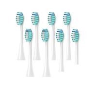 Têtes De Brosse À Dents FTB-002 Avec Buse Anti-poussière | Têtes de poils hygiéniques scellées sous vide avec capuchon anti-poussière et buse remplaçable(8PCS White)