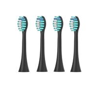 Têtes De Brosse À Dents FTB-002 Avec Buse Anti-poussière | Têtes de poils hygiéniques scellées sous vide avec capuchon anti-poussière et buse remplaçable(4PCS Black)