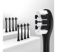 Têtes de brosse à dents pour brosse à dents électrique HYCHIKA P2, 8 têtes de professionnelles pour une élimination plus profonde de la plaque dentaire,Noire