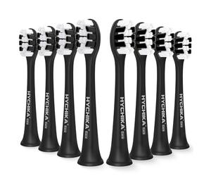 Têtes de brosse à dents pour brosse à dents électrique HYCHIKA P2, 8 têtes de professionnelles pour une élimination plus profonde de la plaque dentaire,Noire
