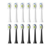 Têtes de brosse à dents rechange, 4/8/12/16 pièces, compatibles avec la tête électrique remplacement Philips 4100 6500 6100 7500 5300 1100(6White 6Black)