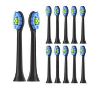 Têtes de brosse à dents rechange, compatibles avec la électrique Philips Sonicare DiamondClean C2 C1 G2 W Plaque Control Simply Clean(Black-12pcs)