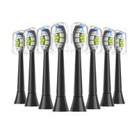 Têtes de brosse à dents rechange compatibles avec les brosses électriques, adaptées d'autres modèles manche amovible(8pcs Black)
