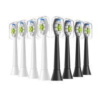 Têtes de brosse à dents rechange compatibles avec les brosses électriques, adaptées d'autres modèles manche amovible(4White 4Black)