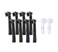 Têtes de brosse au charbon de bambou noir, compatibles avec Oral B, brosse à dents électrique Advance Power/Pro Health/Triumph/3D Excel/Vitality Precision(8 heads and 2 caps)