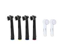 Têtes de brosse au charbon de bambou noir, compatibles avec Oral B, brosse à dents électrique Advance Power/Pro Health/Triumph/3D Excel/Vitality Precision(4 heads and 2 caps)