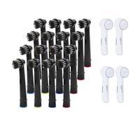 Têtes de brosse au charbon de bambou noir, compatibles avec Oral B, brosse à dents électrique Advance Power/Pro Health/Triumph/3D Excel/Vitality Precision(16 heads and 4 caps)