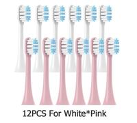 Têtes De Brosse De Rechange 12 Pièces Pour Soocas X3/X3U/X5 Doux Dupont Sonique Brosse À Dents Colorée Brosse Propre Buses À Poils Sous Vide.6Whiteb6Pinkb
