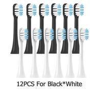 Têtes De Brosse De Rechange 12 Pièces Pour Soocas X3/X3U/X5 Doux Dupont Sonique Brosse À Dents Colorée Brosse Propre Buses À Poils Sous Vide.6Blackb6Whiteb