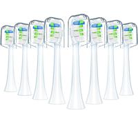 Têtes de brosse de rechange (Blanc) compatibles avec la brosse à dents électrique, pack de 8 têtes de brosse à dents électrique adaptées au contrôle de la plaque dentaire