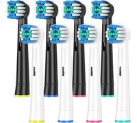 Têtes De Brosse De Rechange Noires/Blanches Pour Brosse À Dents Électrique Oral B Advance Power Vitality Precision Clean Pro Health Triumph 3D.8Pcs (2 Colors)