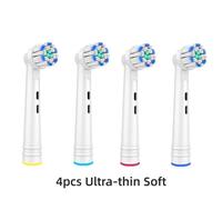 Têtes De Brosse De Rechange Pour Brosses À Dents Électriques Oral B,Fil À Action Croisée 3D Pro Blanc,Nettoyage De Précision (Pas Pour Io),4/8 Pièces.4 Ultra-Thin Soft.