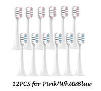 Têtes De Brosse De Rechange Pour Xiaomi Mijia T300/T500/T700,12 Pièces,Dents Électriques Soniques,Bouchons À Poils Souples,Buses D'Emballage Sous Vide.6Pink6Whiteblue
