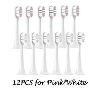 Têtes De Brosse De Rechange Pour Xiaomi Mijia T300/T500/T700,12 Pièces,Dents Électriques Soniques,Bouchons À Poils Souples,Buses D'Emballage Sous Vide.6Pink6White